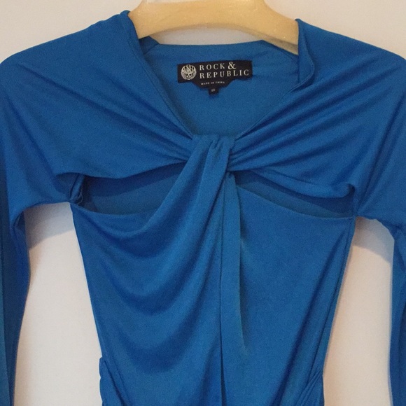 ROCK AND REPUBLIC blue long sleeve mini dress - Picture 3 of 4
